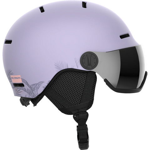 Main view of Salomon Orka Visor Helmet Helmet in Evening Purple colour, featuring custom dial adjusment and low-profile shell