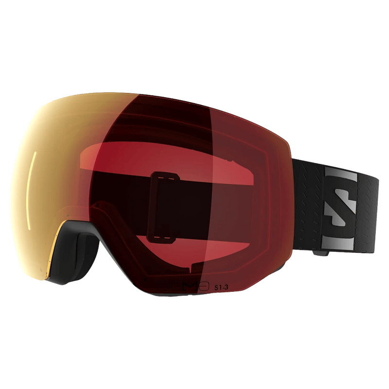 Main view of the Salomon Radium Pro Photo Goggles in Black, Sigma Photo Poppy Red lens, unisex model