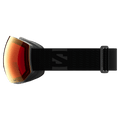 Side view of the Salomon Radium Pro Photo Goggles in Black, Sigma Photo Poppy Red lens, unisex model