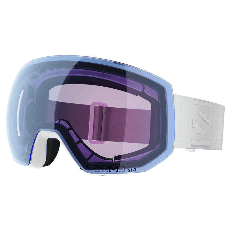 Main view of the Salomon Radium Pro Photo Goggles in White, Sigma Photo Sky Blue lens, unisex model