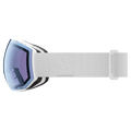 Side view of the Salomon Radium Pro Photo Goggles in White, Sigma Photo Sky Blue lens, unisex model