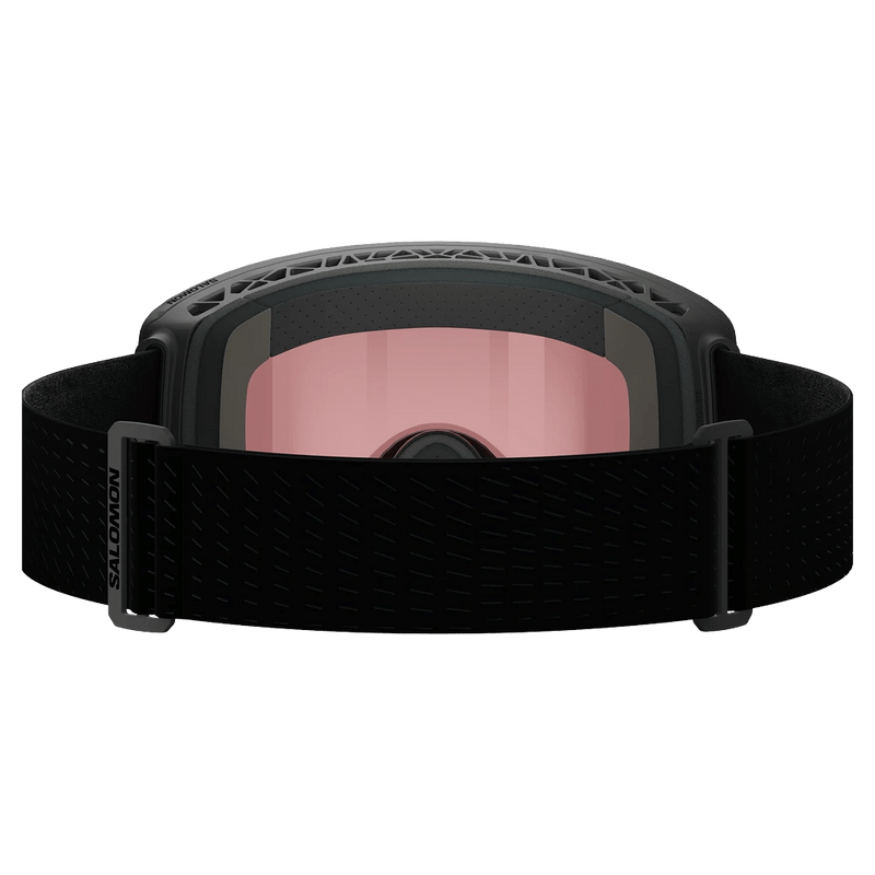 Back view of the Salomon Sentry Prime Photo Goggles in Black, Sigma Photo Poppy Red lens, unisex model