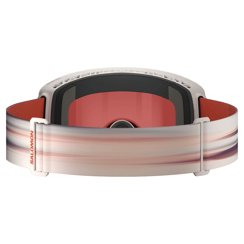 Back view of the Salomon Sentry Prime Goggles in Rainy Day, Sigma Poppy Red lens, unisex model