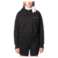 Front view of the Salomon Short Hoodie in Black colourway, women model