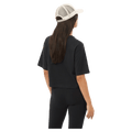 Back view of the Salomon Short Tee in Deep Black colourway, women model