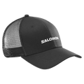 Main view of the Salomon Trucker Cap in Deep Black colourway, unisex model
