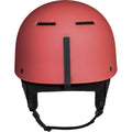 Back view of Sanbox Classic 1.0 Helmet in Vemillion colour, featuring removable goggle clip and ear pads