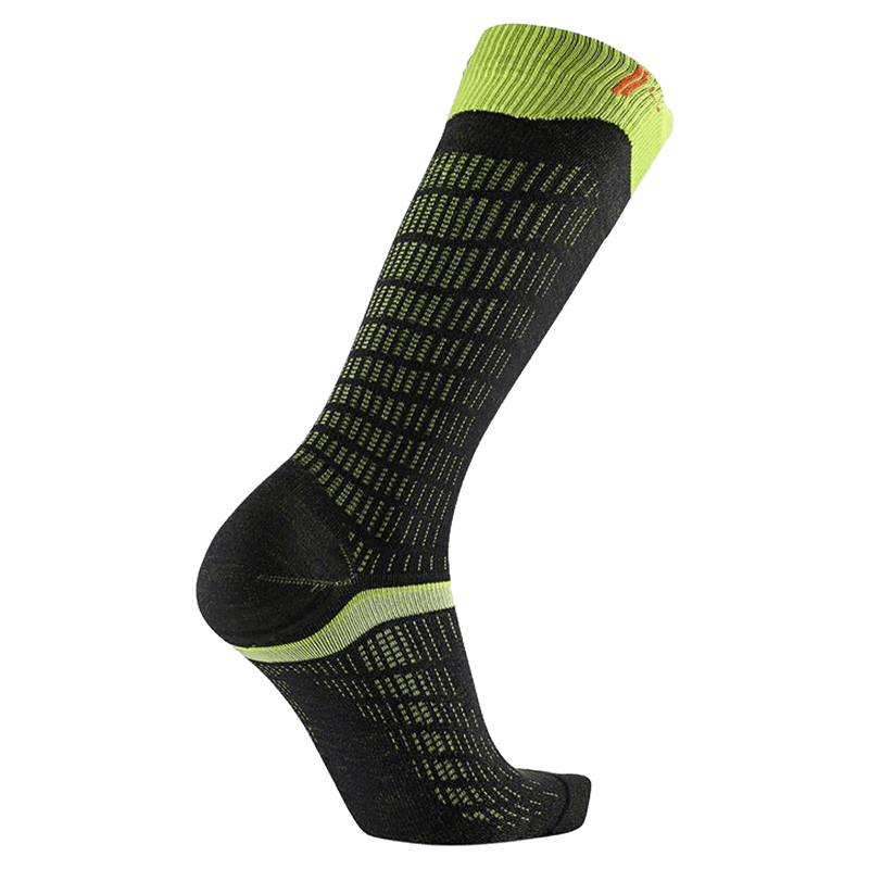 SIde view of the Sidas Merino Performance Socks in Black and Yellow colourway, unisex model