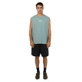 Complete look of Man wearing Silent Theory's Emb Muscle Tee in steel colourway