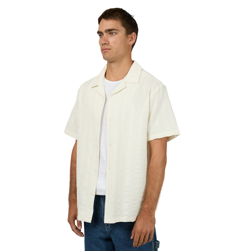 man wearing Luca SS Shirt in washed white colourway