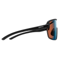 Side view of the Smith Bobcat Sunglasses in Matte Black, ChromaPop Glacier Photochromic Copper Blue Mirror lens, unisex model