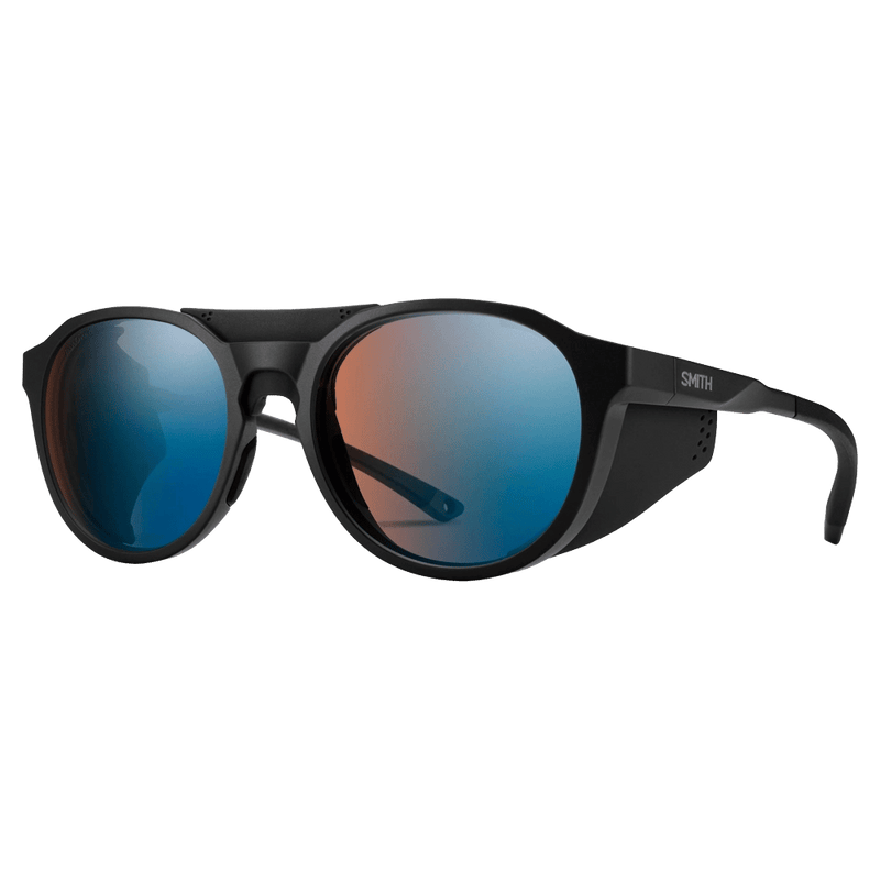 Main view of the Smith Venture Sunglasses in Matte Black, ChromaPop Glass Polarized Black lens, unisex model
