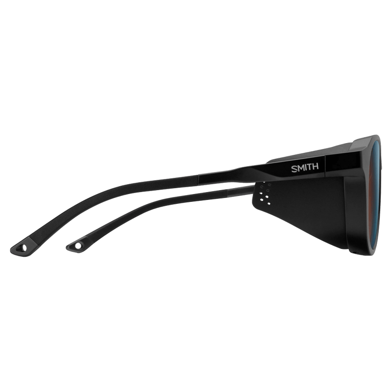 Side view of the Smith Venture Sunglasses in Matte Black, ChromaPop Glass Polarized Black lens, unisex model