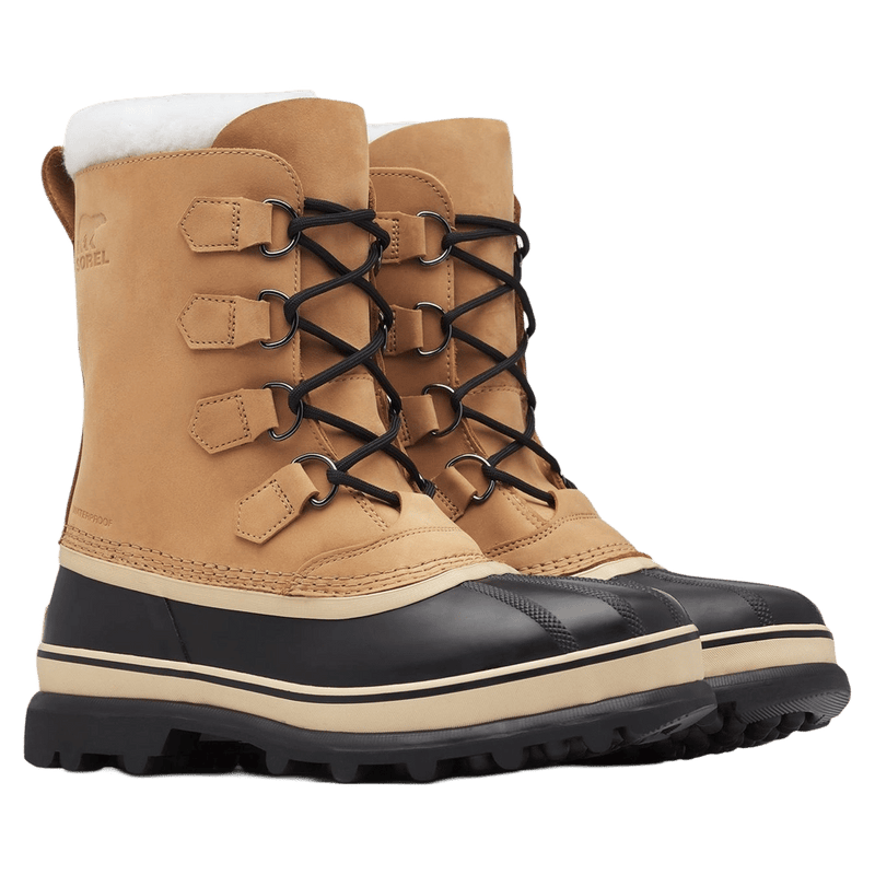 Pair view of the Sorel Caribou Apres Boots in buff colourway, men model