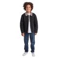 Full-body view of the St Goliath Barn Jacket in Black colourway, kids's model