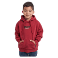 Front view of the St Goliath Upside Hoodie in Red colourway, toddler's model
