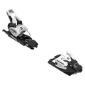 Black and white Salomon Strive 12 GW ski bindings showing the toe and heel pieces with integrated brakes.