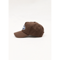 Side view of Afends Summit Recycled Five Panel Cap in colour Coffee.