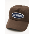 Front view of Afends Summit Recycled Five Panel Cap in colour Coffee.