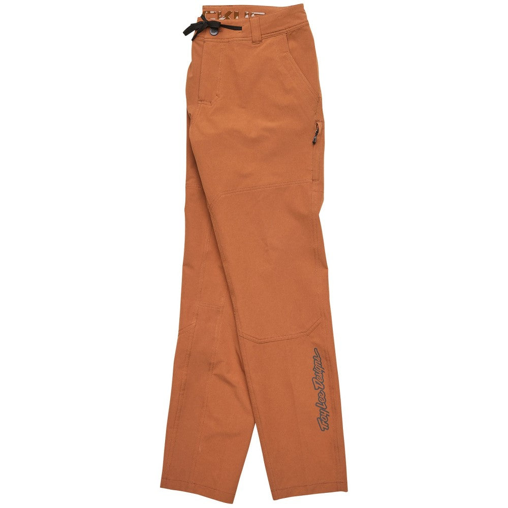 TLD Men's Ruckus travel pants in brown with black tied waist.