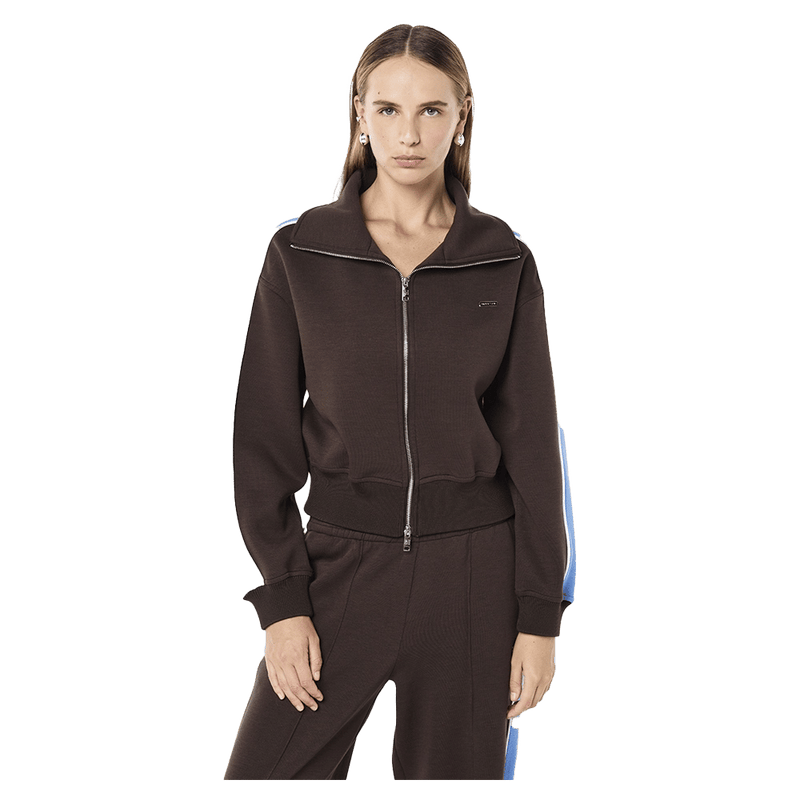 Zipped view of the PE NATION Triumph 2.0 Jackter Coffee/Marina Jacket, 26/27 Womens's model