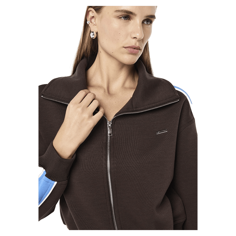 Close view of the PE NATION Triumph 2.0 Jackter Coffee/Marina Jacket, 26/27 Womens's model
