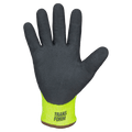 Palm view of the Transform Workwear Gloves in Neon Green colourway, unisex model