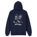 Back view of Two Boots Hoodie - Womens in colour Navy.