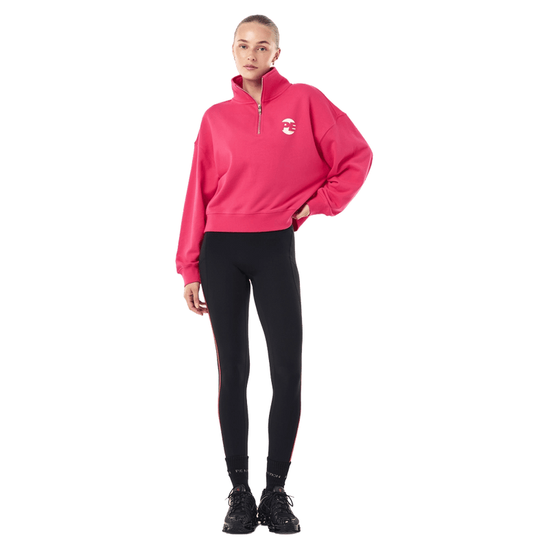 Full view of P.E Nation Voltage Quarter Zip - Womens in colour Cosmo Pink.