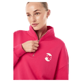 Close view of P.E Nation Voltage Quarter Zip - Womens in colour Cosmo Pink.