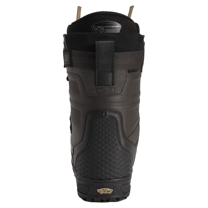 Back view of the Vans Hi-Country Snowboard Boots in Faded Black colourway, unisex model