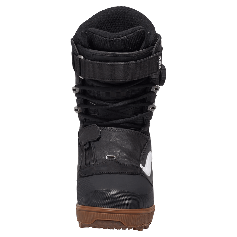 Front view of the Vans Infuse Snowboard Boots in Black and White colourway, unisex model