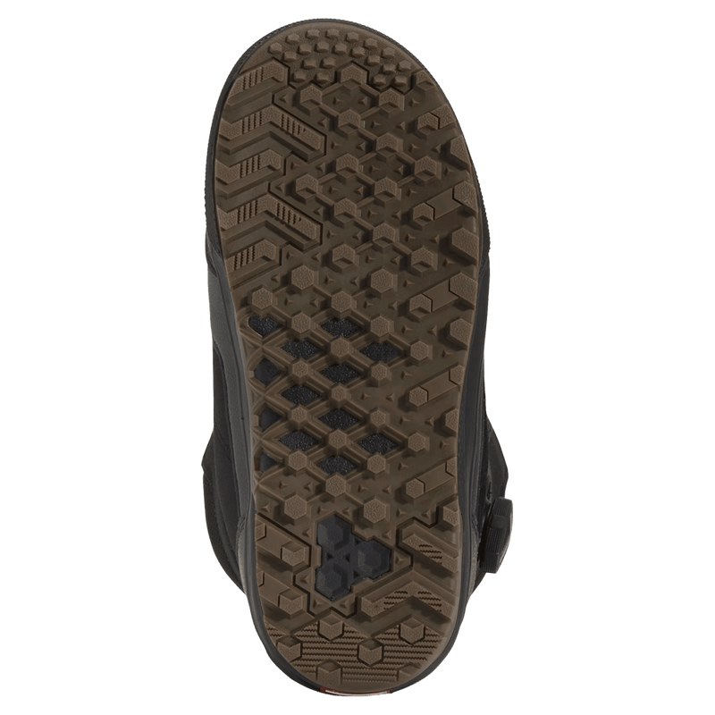Sole view of the Vans Invado Pro Snowboard Boots in Black and Gum colourway, unisex model