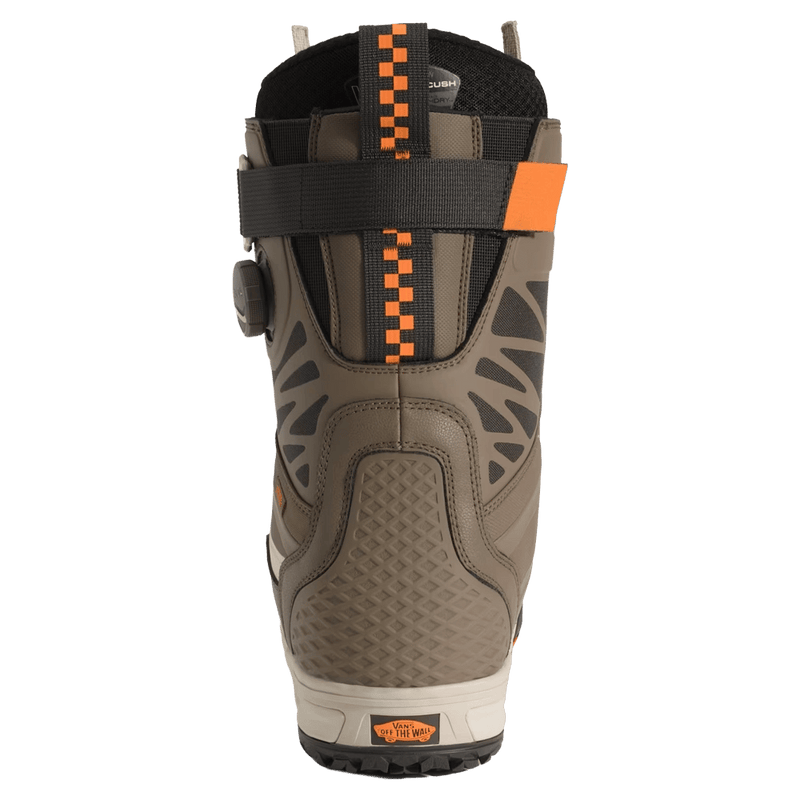 Back view of the Vans Verse Range Edition Snowboard Boots in Walnut colourway, unisex model