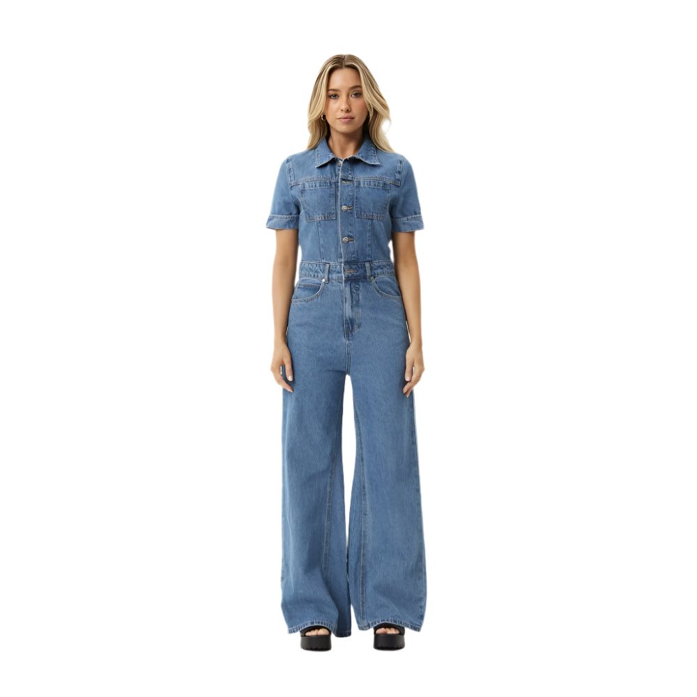 Miami Denim Flared Leg Jumpsuit - Womens