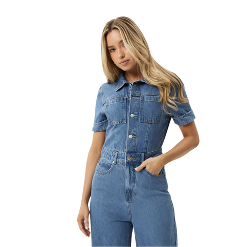 Miami Denim Flared Leg Jumpsuit - Womens