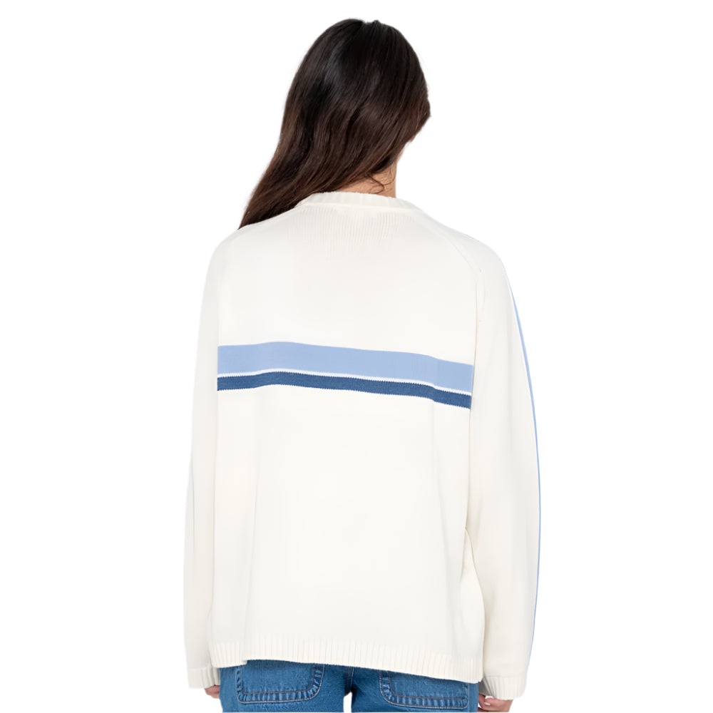 White Lines Long Sleeve Crew Neck Knit Jumper