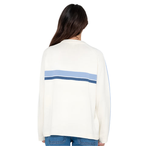 White Lines Long Sleeve Crew Neck Knit Jumper