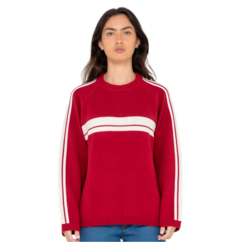 White Lines Long Sleeve Crew Neck Knit Jumper