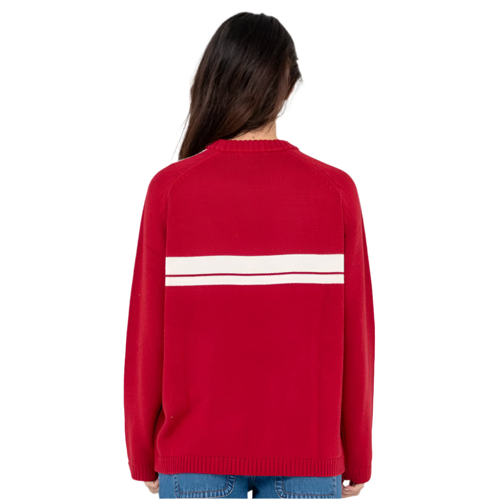 White Lines Long Sleeve Crew Neck Knit Jumper