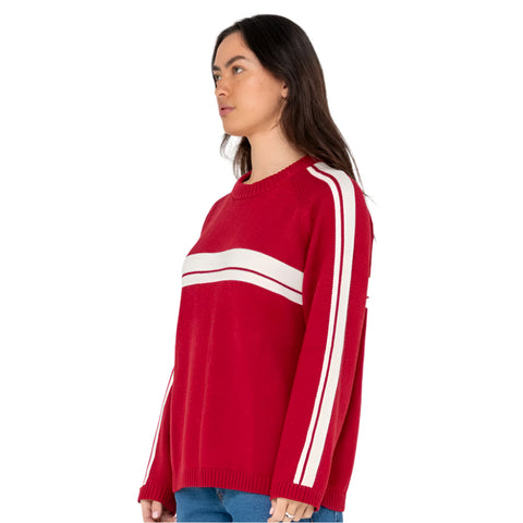 White Lines Long Sleeve Crew Neck Knit Jumper