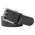 View of womens Rusty Tease Leather Stud Belt in colour Black