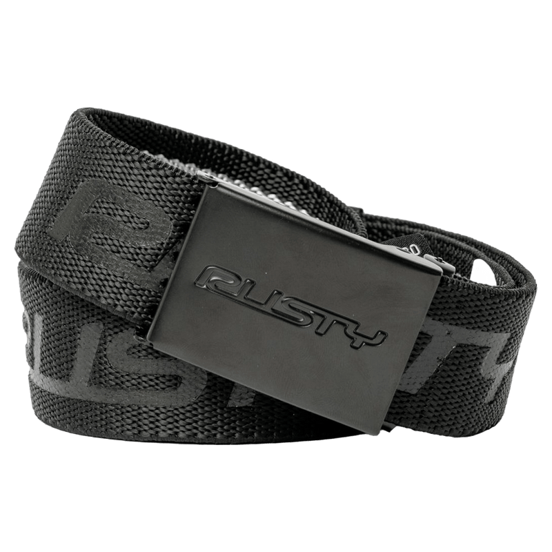 View of Rusty Flip Daddy Elastic Webbing Belt in colour Black