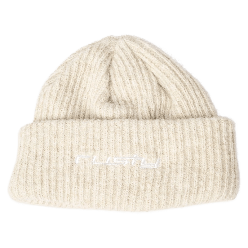 View of Rusty Feelin A Little Fuzzy Beanie in colour Ecru Marle