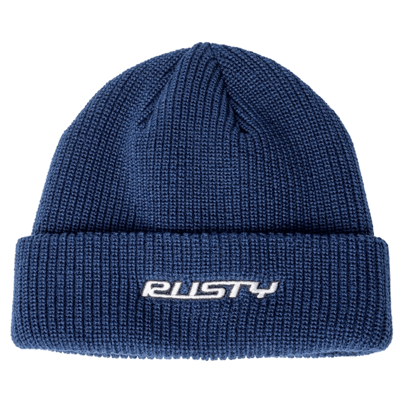 View of Rusty All-Time Beanie in colour Dark Blue