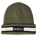 View of Rusty Bones Reversible Beanie in colour Army Shadow