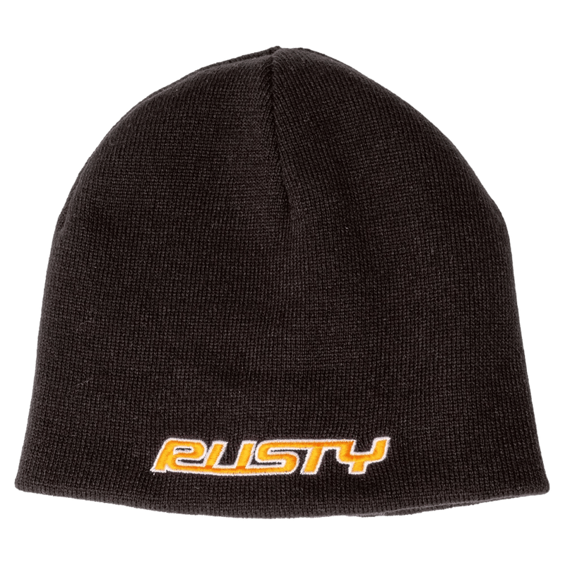 View of Rusty Flip Daddy Reversible Beanie in colour Black