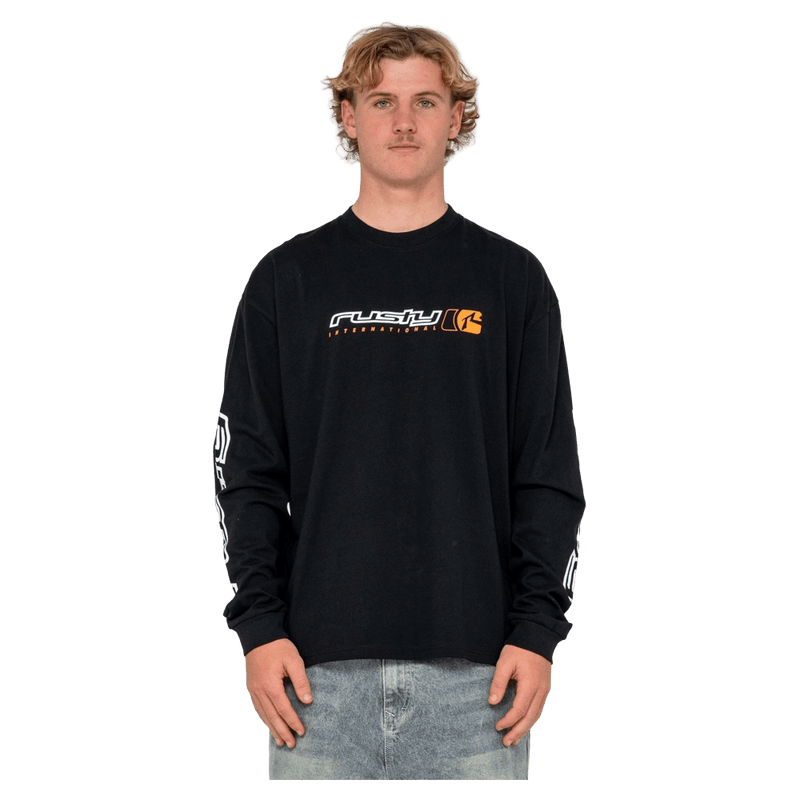 View of Rusty Jetsetter Long Sleeve Tee in colour Black
