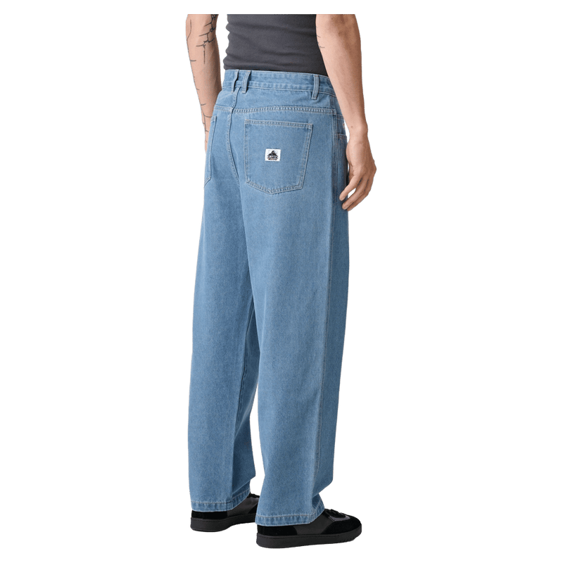 Side view of X Large Bull Denim 91 Pants in Mid Blue