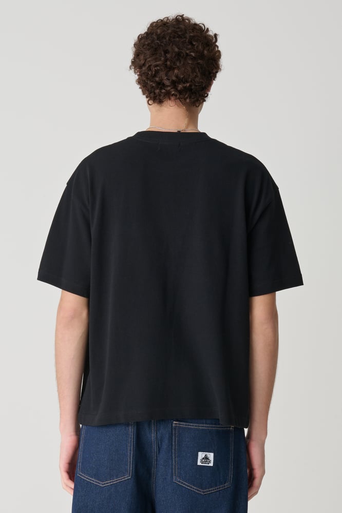 Back view of X Large Vertical Gorilla Fit Tee in Black